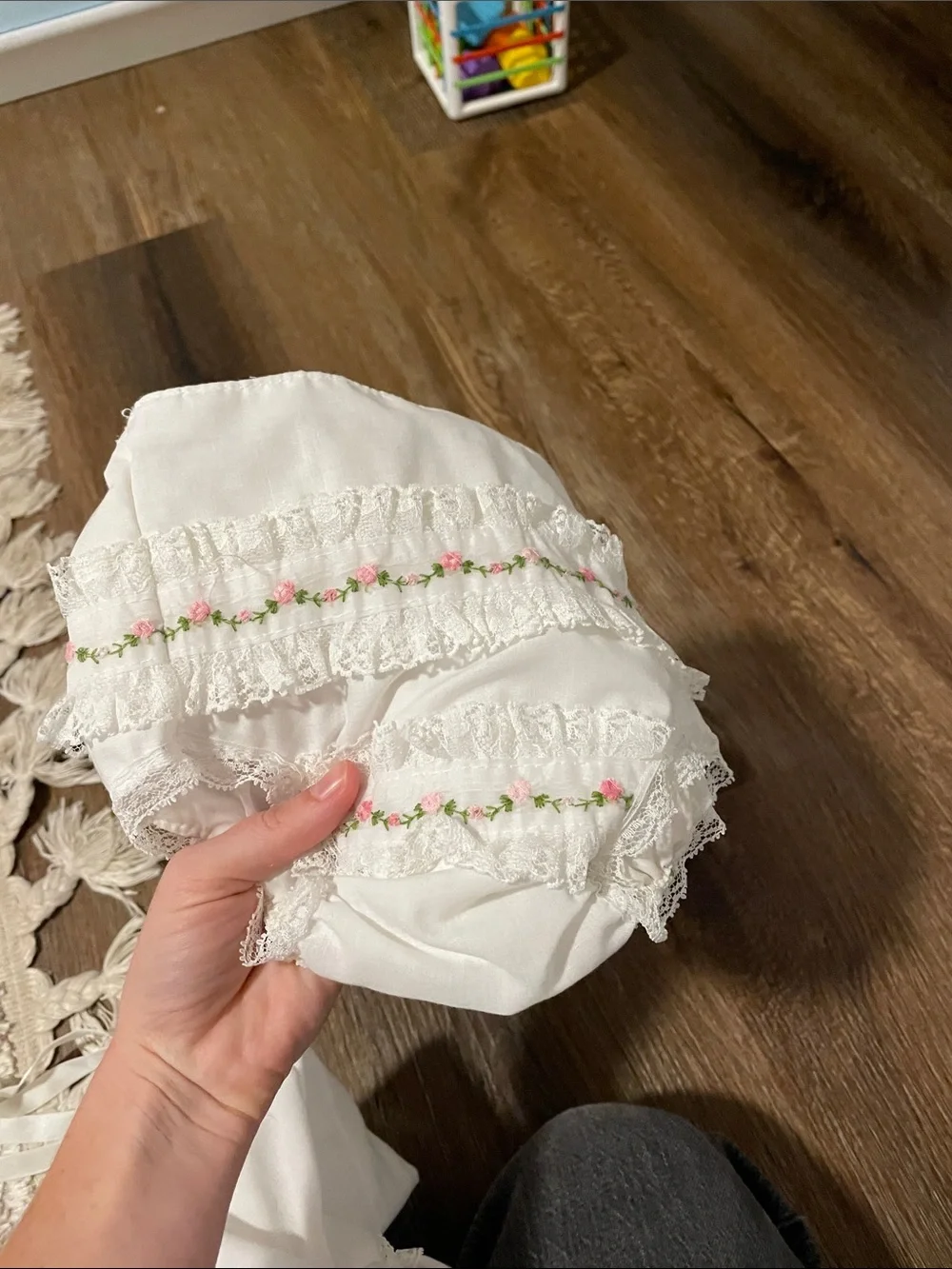 Vintage alexis 3 piece embroidered smock style baby outfit 3 months